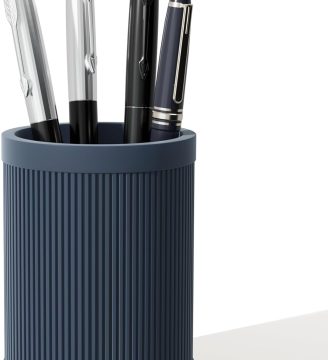 Aesthetic Pen Holder For Desk, Modern Silicone Pencil Holder, Stylish Office Desk Decor, Made of 5 mm Thickened Premium Silicone, Office Desk Organizer And Accessories (Dark Blue)